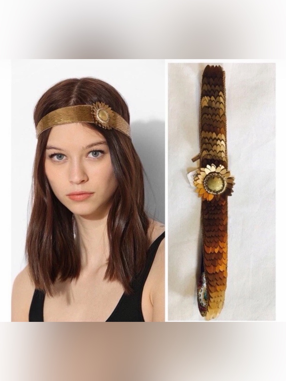 Anthropologie Gold Flower Headband - Women Accessories